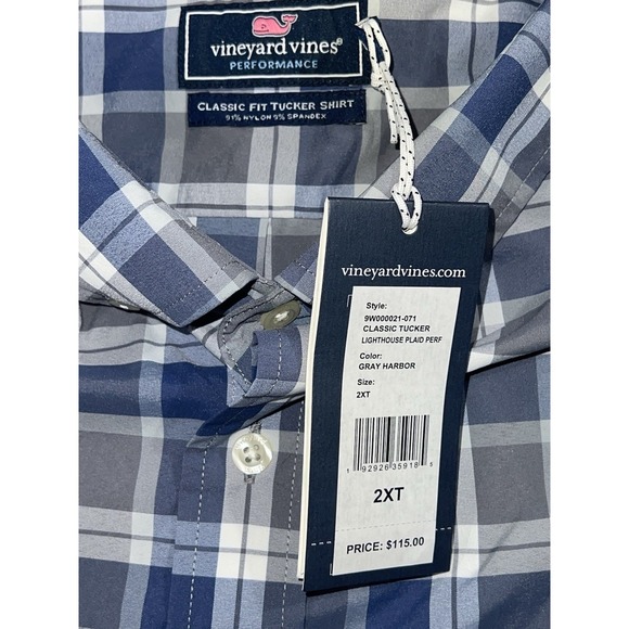 Men's Vineyard Vines NWT 2X Long Sleeve Button-Down Shirt Grey Harbor XXL New 2X - Picture 8 of 11